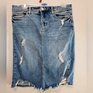 BlankNYC Denim Cut Off Midi Skirt size‎ 27 Cotton